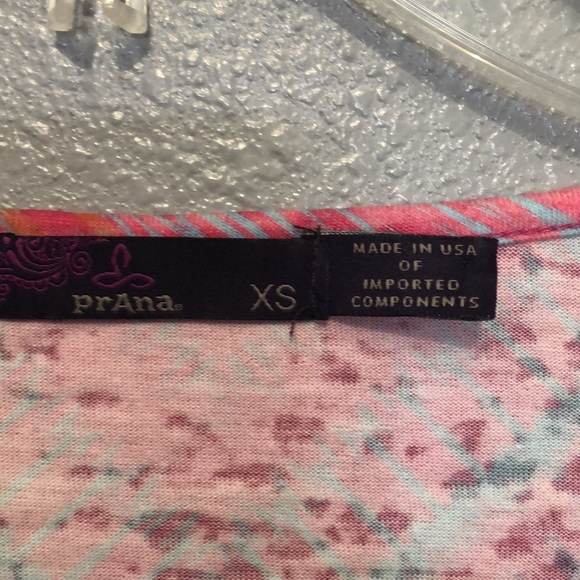 Prana flora top Women's XS Organic cotton short sleeve blouse tie dye shirt EUC - Picture 6 of 11